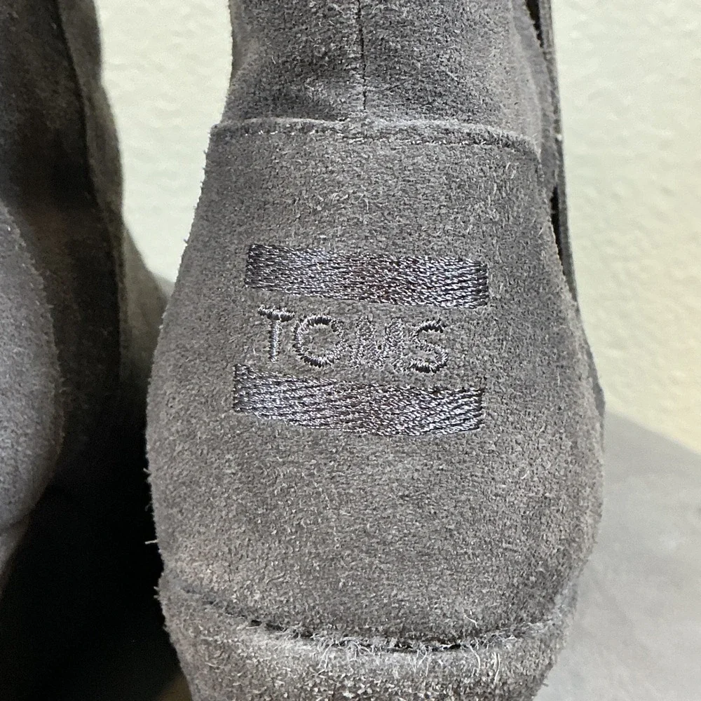 Women's Toms Nepal Side Zip Wedge Ankle Boots Booties Shoes Size 7.5 Gray‎ Suede